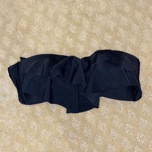 Black Ruffle Bandeau Swim Bikini Top